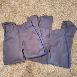 2 Pair, Champro Gray with Blue Strip Baseball Pants, Size Small